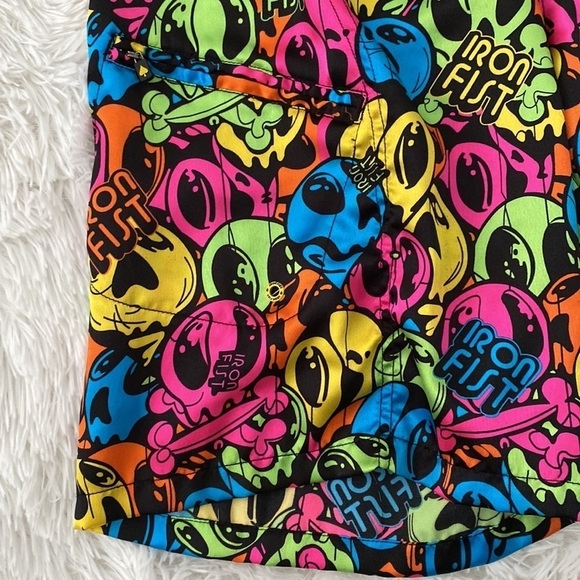 Y2K Iron Fist neon skull fighter trunks - Picture 2 of 7